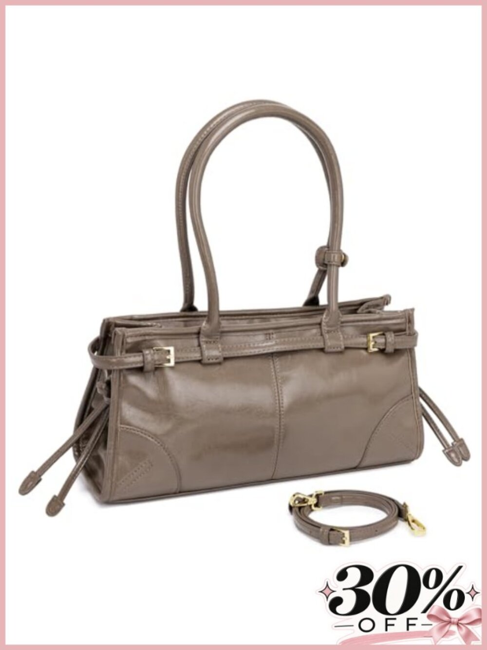 Faux Leather Shoulder Bag Crossbody Handbag Medium Baguette